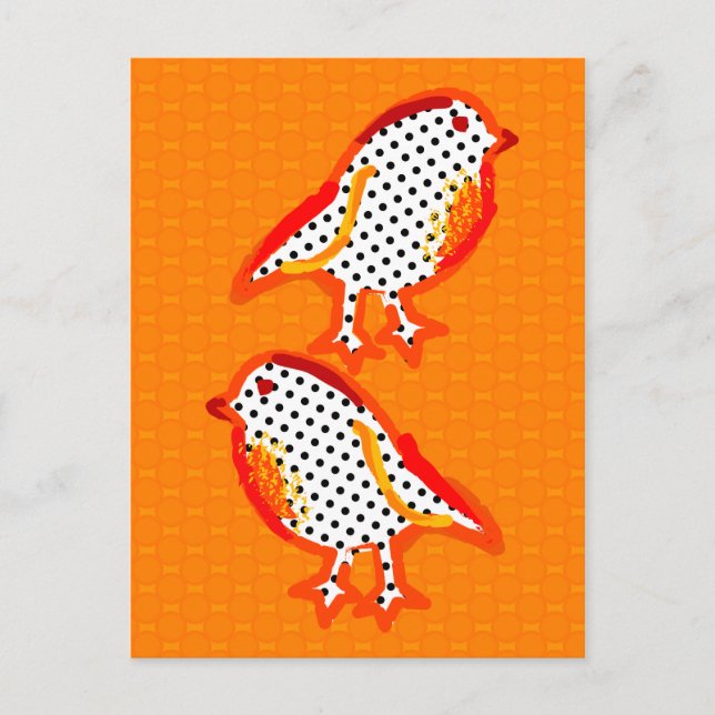Carte postale "Oiseaux oranges" (Devant)