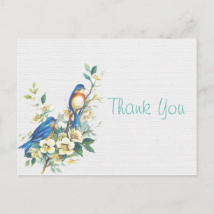Carte Postale Oiseaux Vintage vous remercie