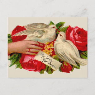 Carte Postale Oiseaux vintages Victorian Love Dove Art classique