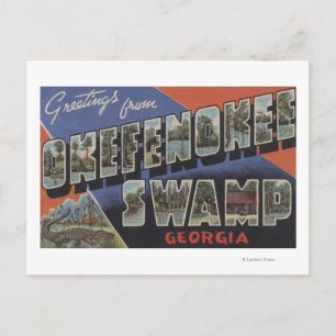 Carte Postale Okefenokee Marécage, Géorgie - Grandes Lettres Scè