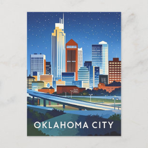 Carte Postale Oklahoma City couleur de l'eau skyline