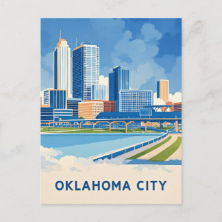 Carte Postale Oklahoma City couleur de l'eau skyline