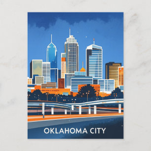 Carte Postale Oklahoma City couleur de l'eau skyline