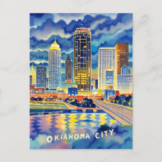 Carte Postale Oklahoma City couleur de l'eau skyline