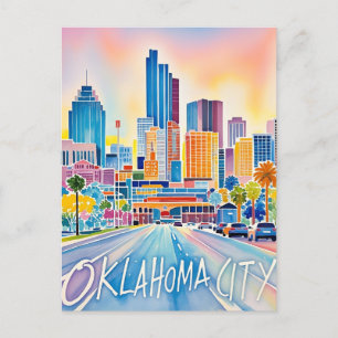 Carte Postale Oklahoma City couleur de l'eau skyline