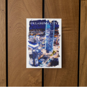 Carte Postale Oklahoma City Night View Aquarelle