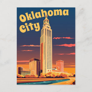 Carte Postale Oklahoma City, rivière Oklahoma traversant la vill
