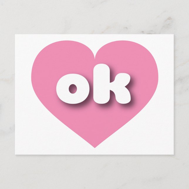 Carte Postale Oklahoma coeur rose - I love ok (Devant)