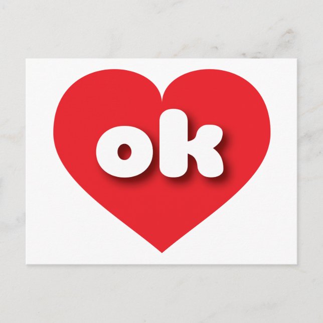 Carte Postale Oklahoma coeur rouge - I love ok (Devant)