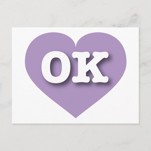 Carte Postale Oklahoma Lavender Heart - I love OK (Devant)