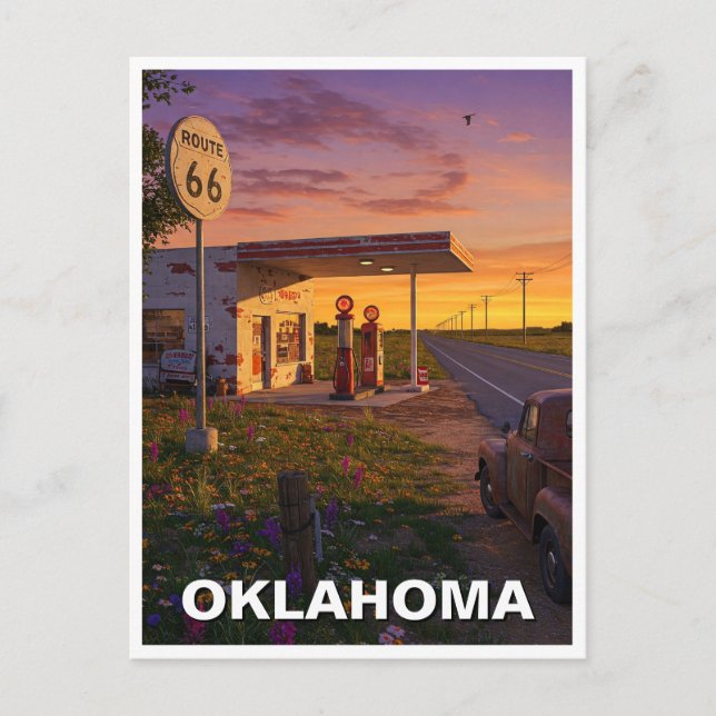 Carte Postale Oklahoma Route 66 Gare Station Travel (Devant)