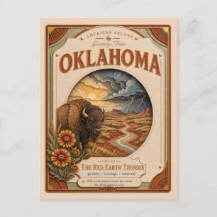 Carte Postale Oklahoma Vintage Paper Cut American Arcana