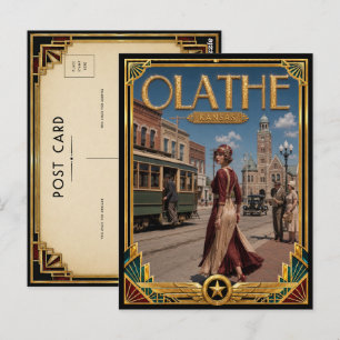 Carte Postale Olathe Kansas Art Déco vintage de l'âge d'or