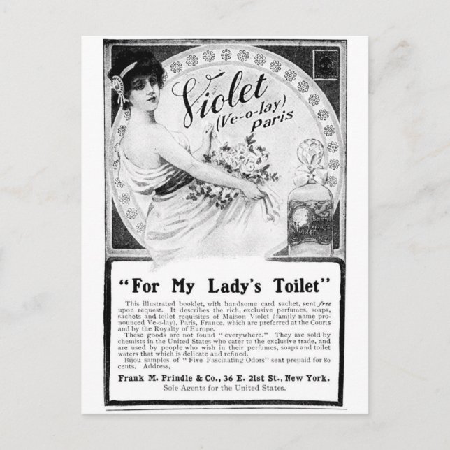 Carte Postale Old Advert : Pour les toilettes de ma dame (Devant)