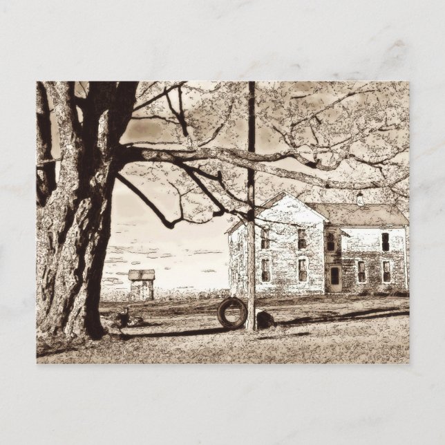 Carte postale Old Farmhouse Sepia (Devant)