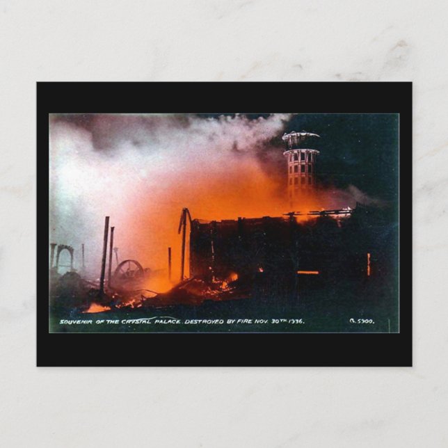 Carte Postale Old London Postcard - Crystal Palace Fire 1936 (Devant)