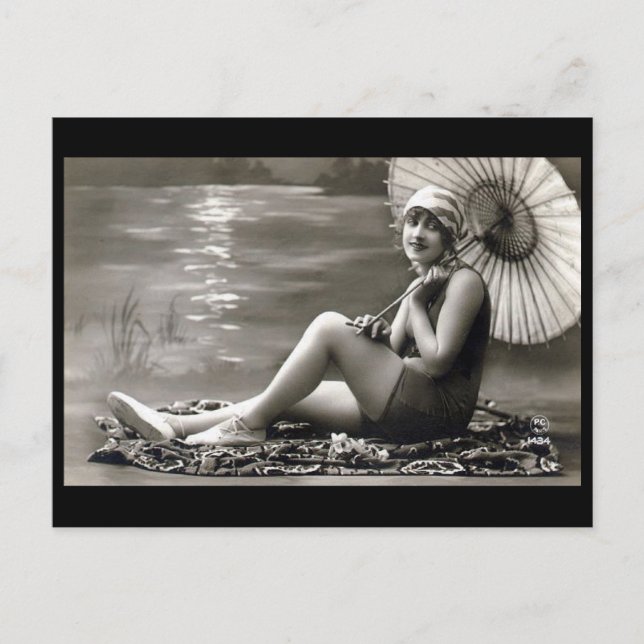 Carte Postale Old Postcard - Girl by the River (Devant)