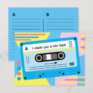 Carte Postale Old Skool Blue Cassette Mix Tape Playlist