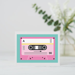 Carte Postale Old Skool Pink Cassette Mix Tape Playlist