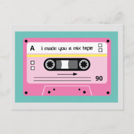 Carte Postale Old Skool Pink Cassette Mix Tape Playlist