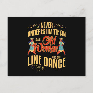 Carte Postale Old Woman Line Dancer Danser Pays Musique Cadeau