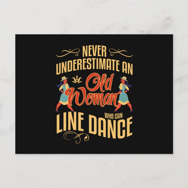 Carte Postale Old Woman Line Dancer Danser Pays Musique Cadeau (Devant)