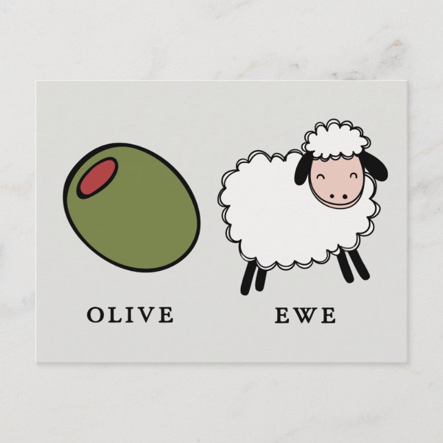 Carte Postale Olive Ewe Love Puns (Devant)