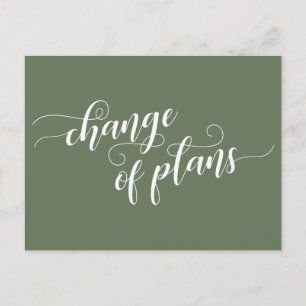 Carte Postale Olive Green Changement de plans Reporté Mariage