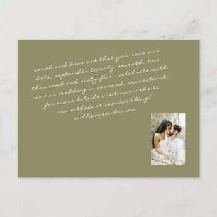 Carte Postale Olive Modern Script Couple Photo Enregistrer Notre