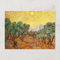 Olive Trees Ciel Jaune & Soleil Van Gogh Art