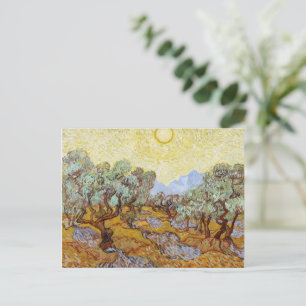 Carte Postale Oliviers au ciel et au soleil jaunes
