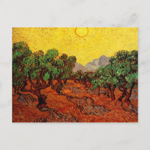 Carte Postale Oliviers au ciel jaune et Sun Van Gogh
