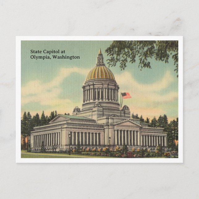 Carte Postale Olympia vintage, Washington State Capitol Building (Devant)