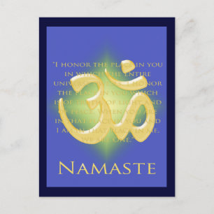 Carte Postale Om en bleu et or - Namaste