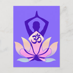 Carte Postale OM Namaste Spirituelle Lotus Flower Yoga sur Mauve
