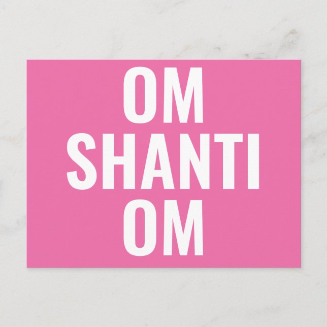 Carte Postale Om Shanti Om Pink White Sanskrit Mantra (Devant)