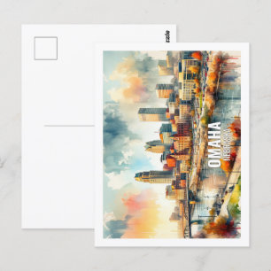 Carte Postale Omaha Nebraska Famous Travel Places aquarelle