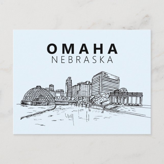 Carte Postale Omaha Nebraska Skyline Centre-ville moderne (Devant)