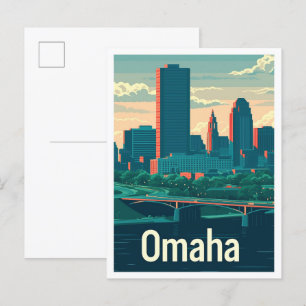 Carte Postale Omaha Nebraska USA Illustration du Vintage voyage 