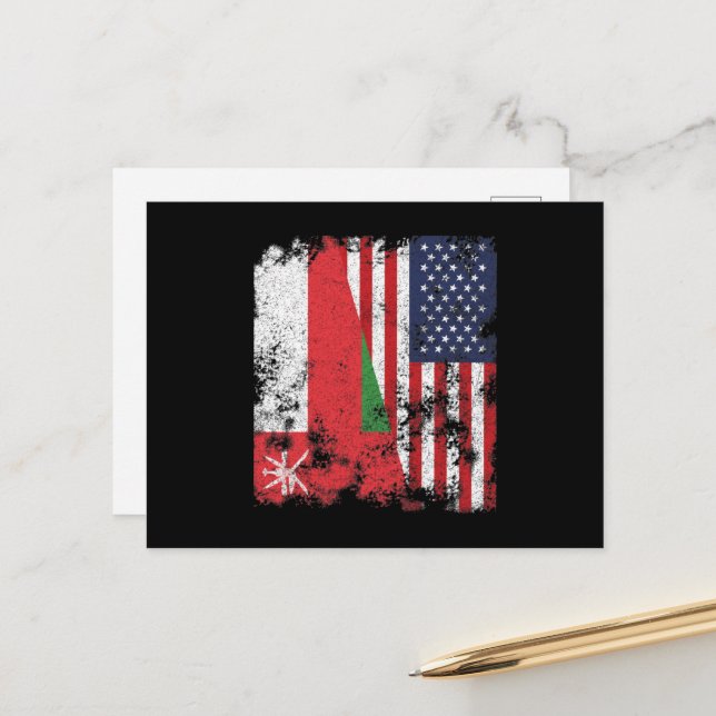 Carte Postale Oman USA Flag (Devant/Arrière en situation)