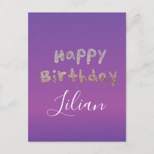 Carte Postale Ombre  Lettre Bulles Pailletées Joyeux Anniversair