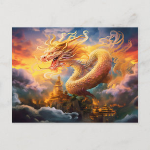 Carte Postale Ombre & Lumière – Dragon Chinois au Pinceau Air en