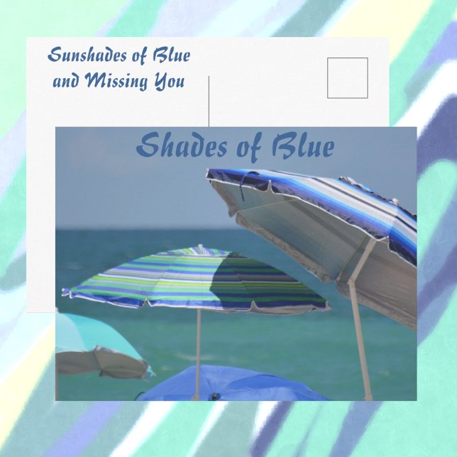 Carte Postale Ombres de parasols de plage bleue (Créateur téléchargé)
