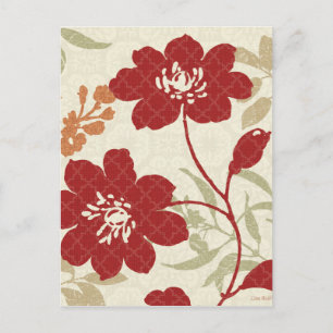 Carte Postale Ombres florales en rouge et orange