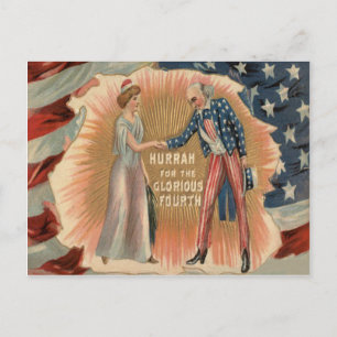 Carte Postale Oncle Sam Dame Liberté Drapeau américain