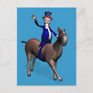 Carte Postale Oncle Sam Riding On Donkey