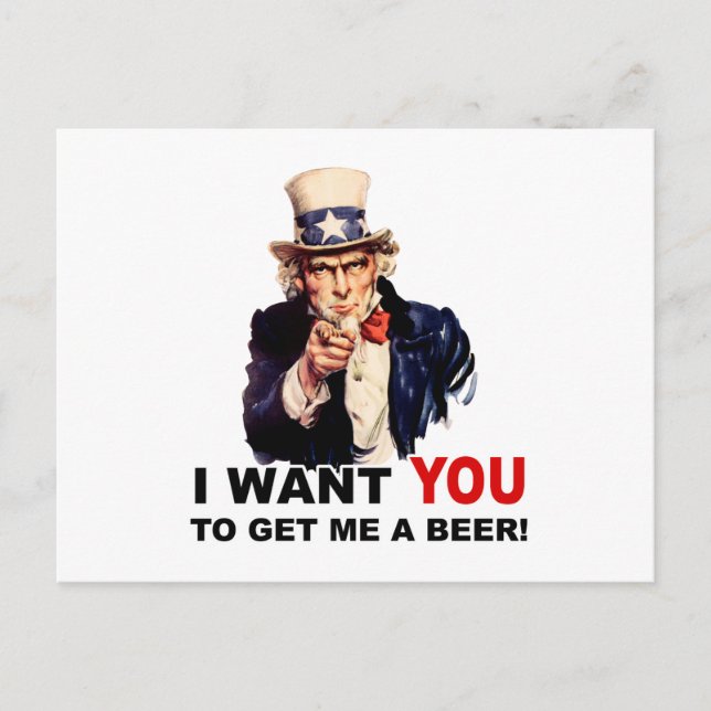 Carte Postale Oncle Sam VEUT QUE TU ME PRENNES UNE BIÈRE (Devant)