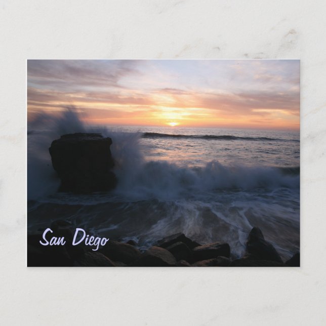 Carte Postale Ondes de San Diego au coucher du soleil (Devant)