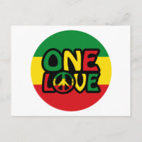 One Love, Reggae design avec des couleurs reggae