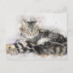 Carte Postale Onglet Heure Nap ABSTRAIT Aquarelle